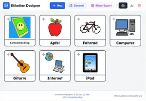 Etiketten Designer: Bild-Wortkarten